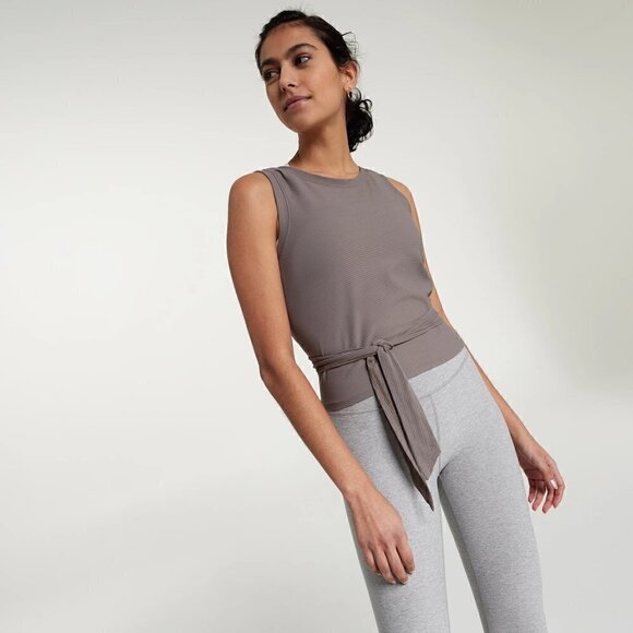Calia Crop Wrap & Tie Tank Dark Grey Large - Picture 2 of 7